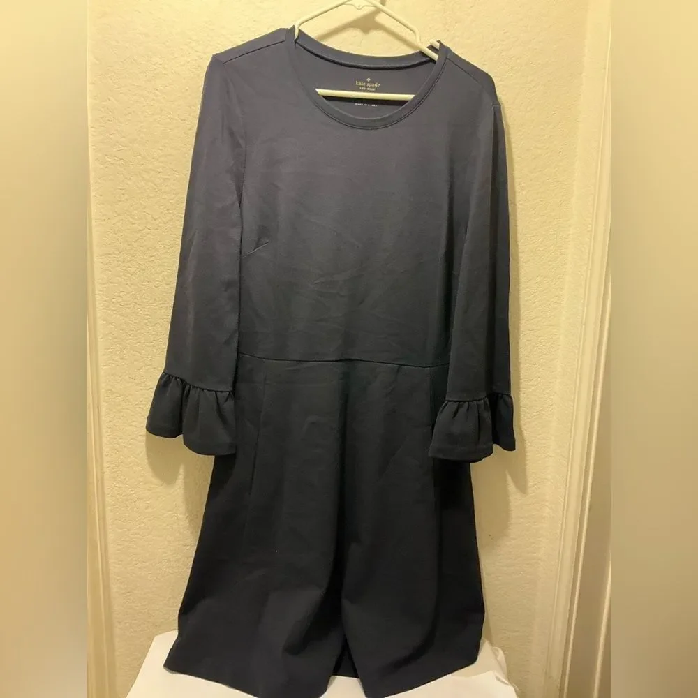 NWOT kate spade Black Long-Sleeve Ruffle-Cuff A-Line Dress size XL